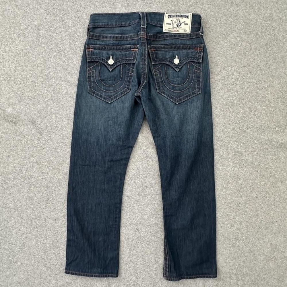 Vtg True Religion Jeans Mens 30 Straight Flap Pockets Horseshoe‎ Made in USA Y2K